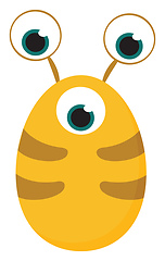 Image showing Clipart of yellow-colored monster with three bulging eyes vector