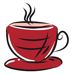 Image showing A red coffee cup vector or color illustration