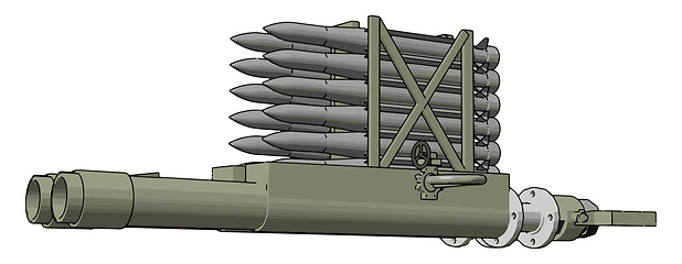 Image showing 3D vector illustration on white background of a military missile