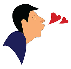 Image showing A man blowing kiss to his lovable person vector color drawing or