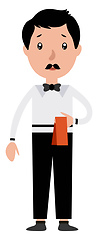 Image showing Cartoon serious waiter illustration vector on white background