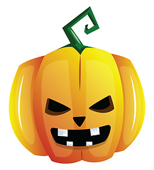 Image showing Evil smilling yellow cartoon pumpkin vector illustration on whit