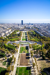 Image showing Aerial city view of Paris from Eiffel Tower, France