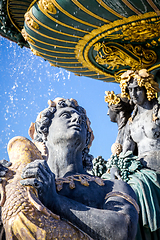 Image showing Fountain of the Seas detail, Concorde Square, Paris