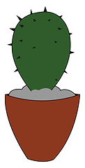 Image showing Cartoon small cactus plant on an earthen pot vector or color ill
