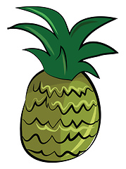 Image showing A pineapple fruit with its strong green shoots vector color draw