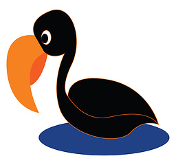 Image showing Cartoon black bird vector or color illustration