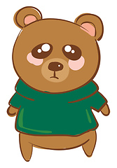 Image showing A sad bear in green t-shirt vector or color illustration