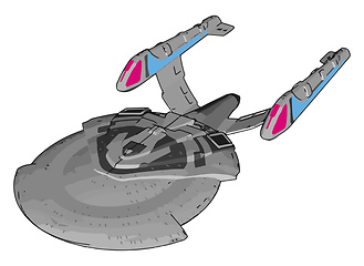 Image showing Fantasy Imperial spaceship vector illustration on white backgrou