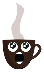 Image showing Emoji of an astonishing hot steaming coffee cup vector or color 