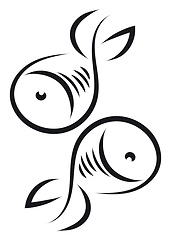 Image showing Simple black and white tattoo sketch of pisces horoscope sign ve