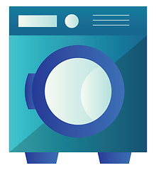 Image showing Minimalistic blue washing machine vector illustration on a white