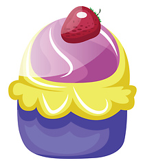Image showing Three colored cupcake with strawberryillustration vector on whit