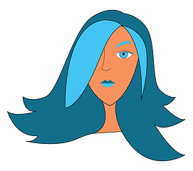 Image showing A girl with dark blue hair and blue lips looks beautiful vector 
