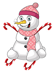 Image showing Pink snowman illustration vector on white background