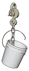 Image showing White plastic bucket on a big grey hook vector illustration onn 