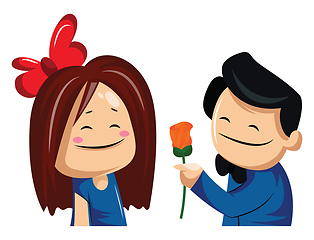 Image showing Man giving a rose to a woman vector illustration on white backgr