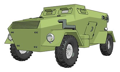 Image showing 3D vector illustration on white background of a green armoured m