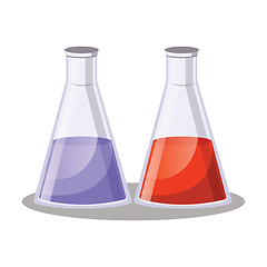 Image showing Two simple Erlenmezey flask with purple and red fluids  vector i