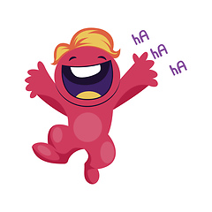 Image showing Cheerful pink monster jumping around vector illustration on a wh