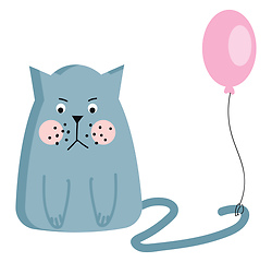 Image showing An angry cat with a balloon tied to its tail vector or color ill