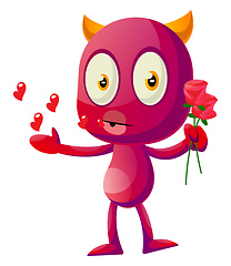 Image showing Devil with roses, illustration, vector on white background.