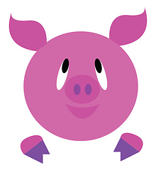 Image showing Baby pink pig vector or color illustration