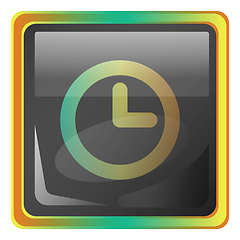 Image showing Clock grey square vector icon illustration with yellow and green