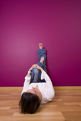 Image showing woman relaxing in the floor