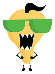 Image showing Yellow-colored cartoon monster with green sunglasses vector or c