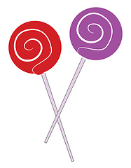 Image showing Red and purple lollipops vector illustration on white background