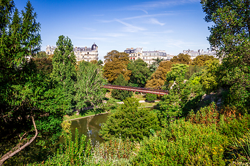 Image showing Pond in Buttes-Chaumont Park, Paris