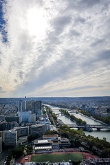 Image showing Aerial city view of Paris from Eiffel Tower, France