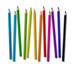 Image showing Set of color wooden pencil collection on white background