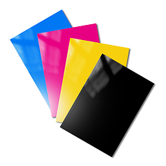 Image showing CMYK booklets set mockup on white background