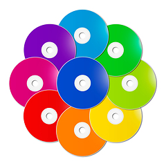 Image showing Colorful rainbow CD - DVD in a circle shape on white background