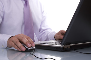 Image showing businessman working with his laptop