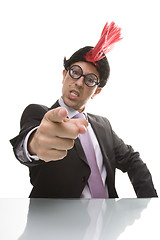 Image showing Punk businessman pointing