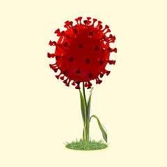 Image showing Flowers made of models of COVID-19 coronavirus, concept of pandemic spreading