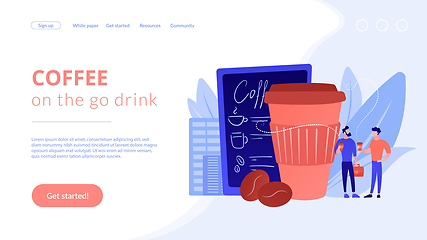 Image showing Take away coffee concept landing page.