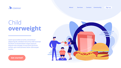 Image showing Child overweight concept landing page.