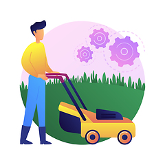 Image showing Lawn mowing service abstract concept vector illustration.