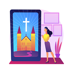 Image showing Online church abstract concept vector illustration.