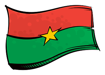 Image showing Painted Burkina Faso flag waving in wind