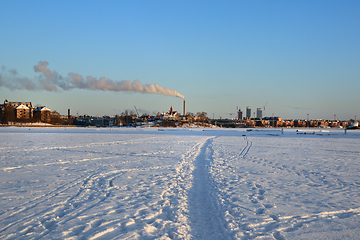 Image showing Footpath on Frozen Sea 