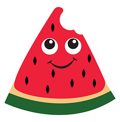 Image showing Bitten watermelon vector or color illustration