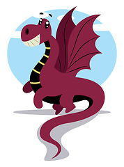 Image showing Purple cartoon dragon vector illustartion on white background