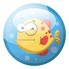 Image showing Cartoon character of a red and yellow fish in the water vector i