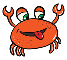 Image showing Vector illustration of funny orange smiling crab on white backgr