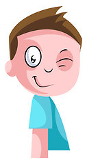 Image showing Little boy in blue top winking illustration vector on white back